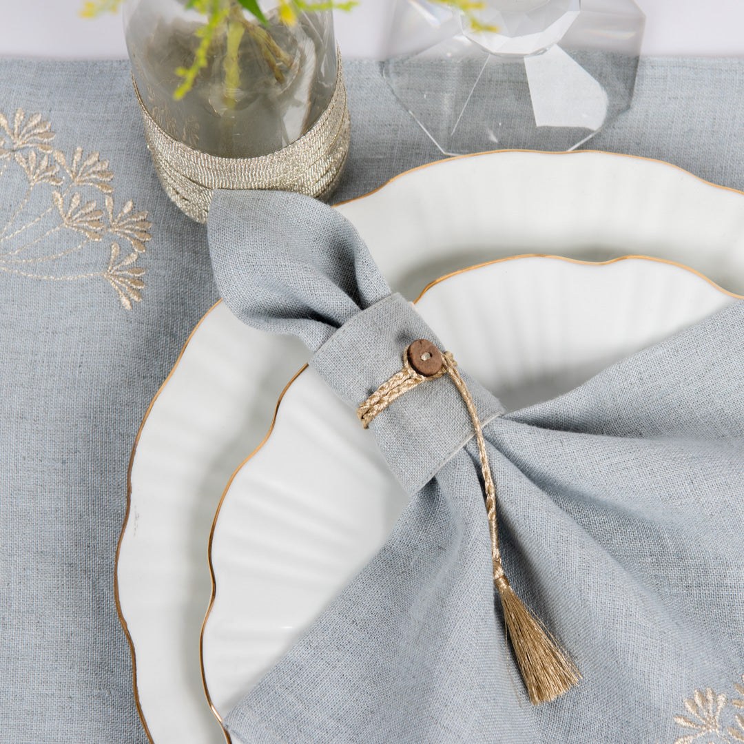 Shannon Napkin Rings Aqua Grey