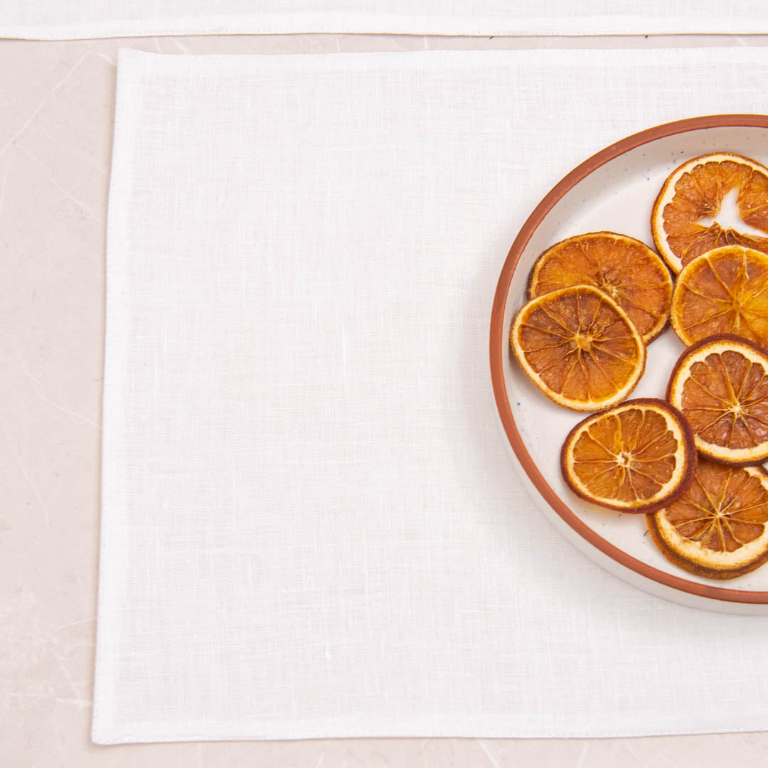 White linen table mats