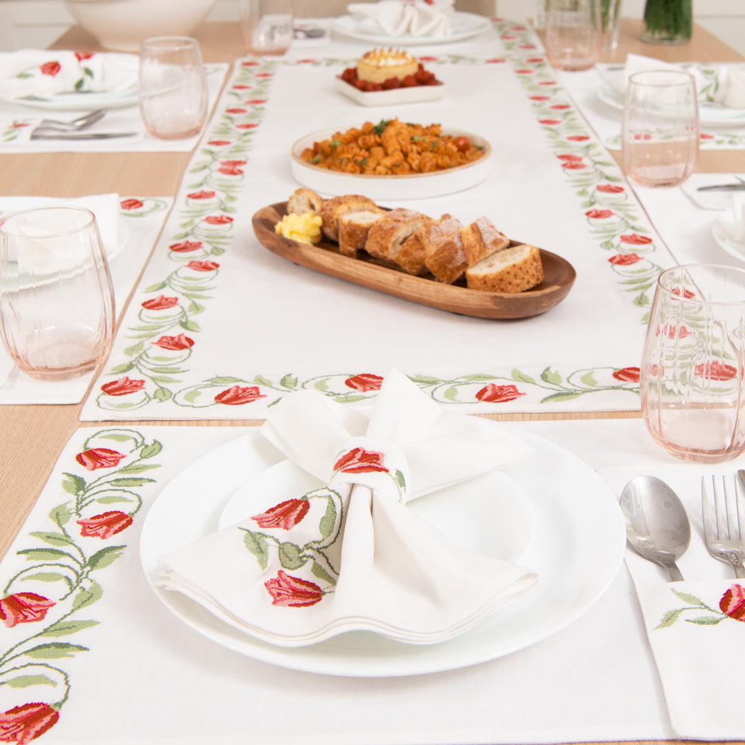 Mokai Embroidered Linen Table Set