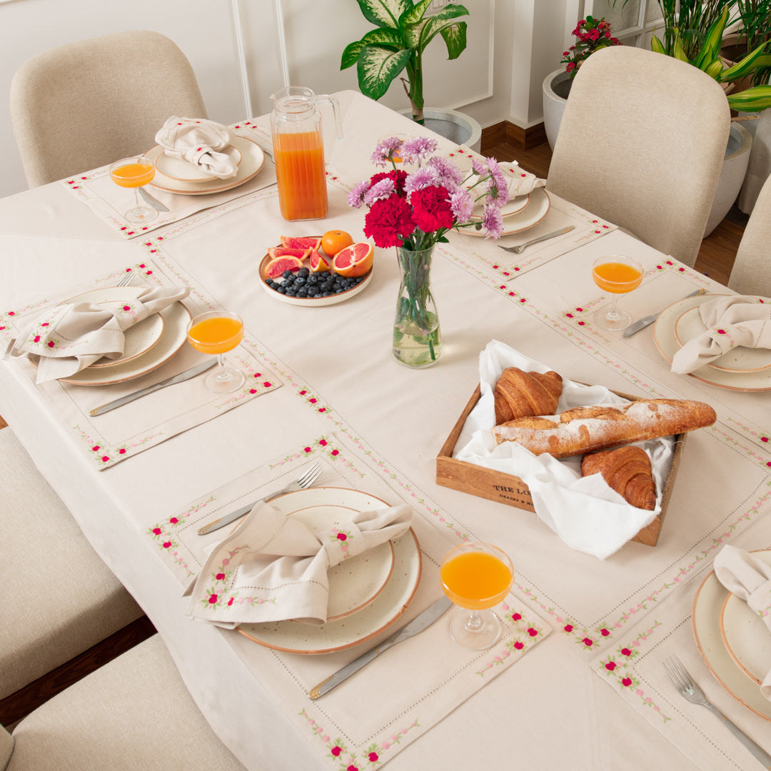 Hillend Embroidered Linen Table Mats