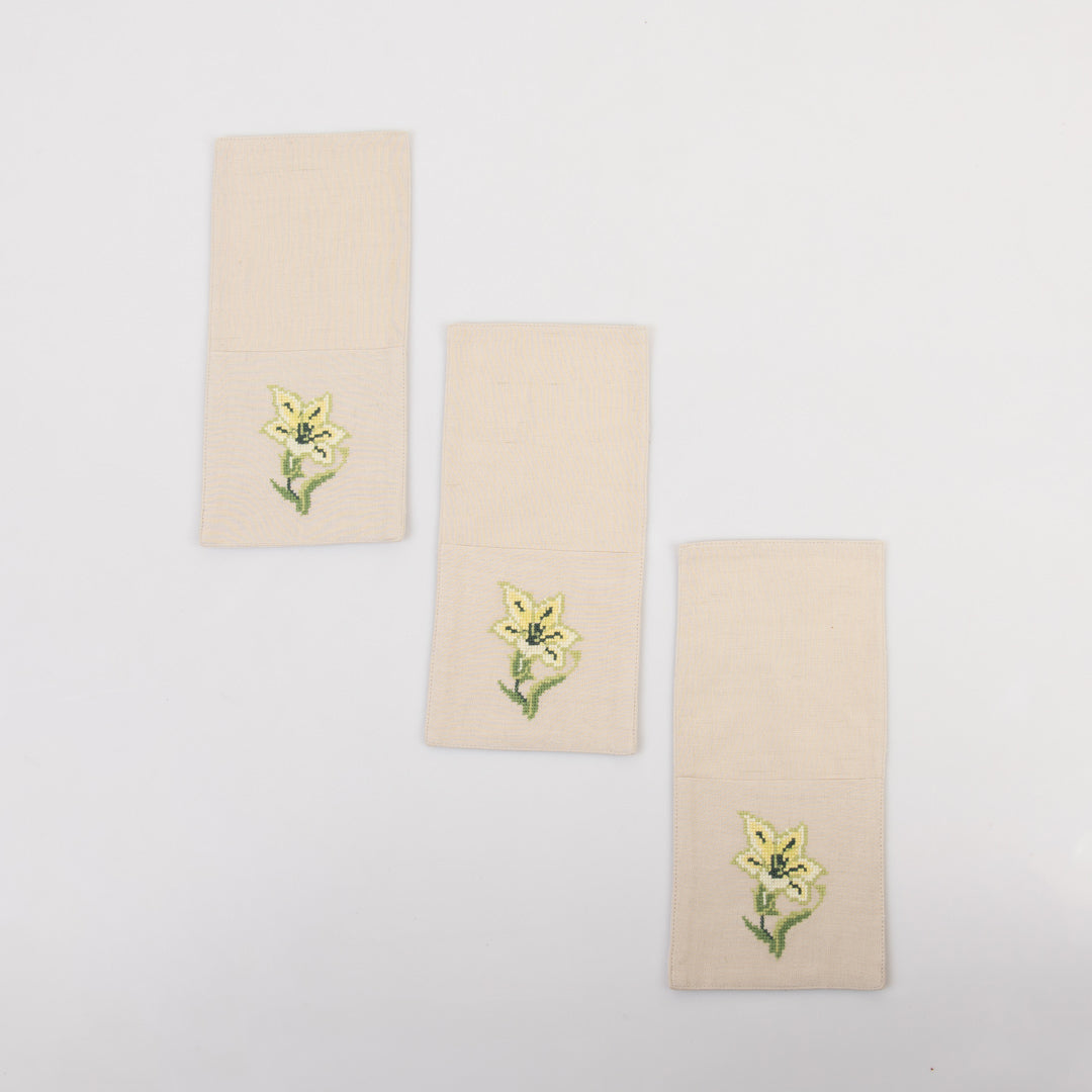 Ferndale Embroidered Linen Cutlery Holders