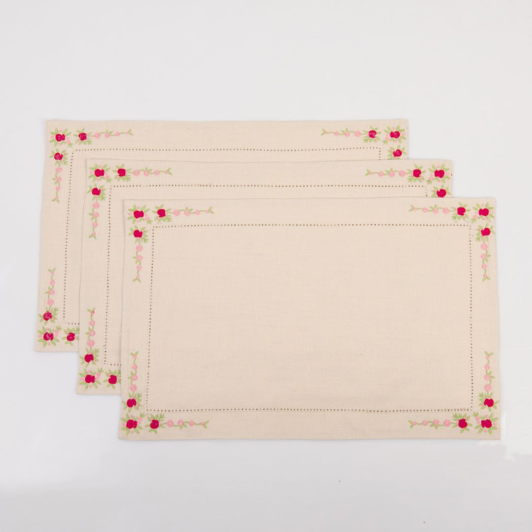 Hillend Embroidered Linen Table Mats