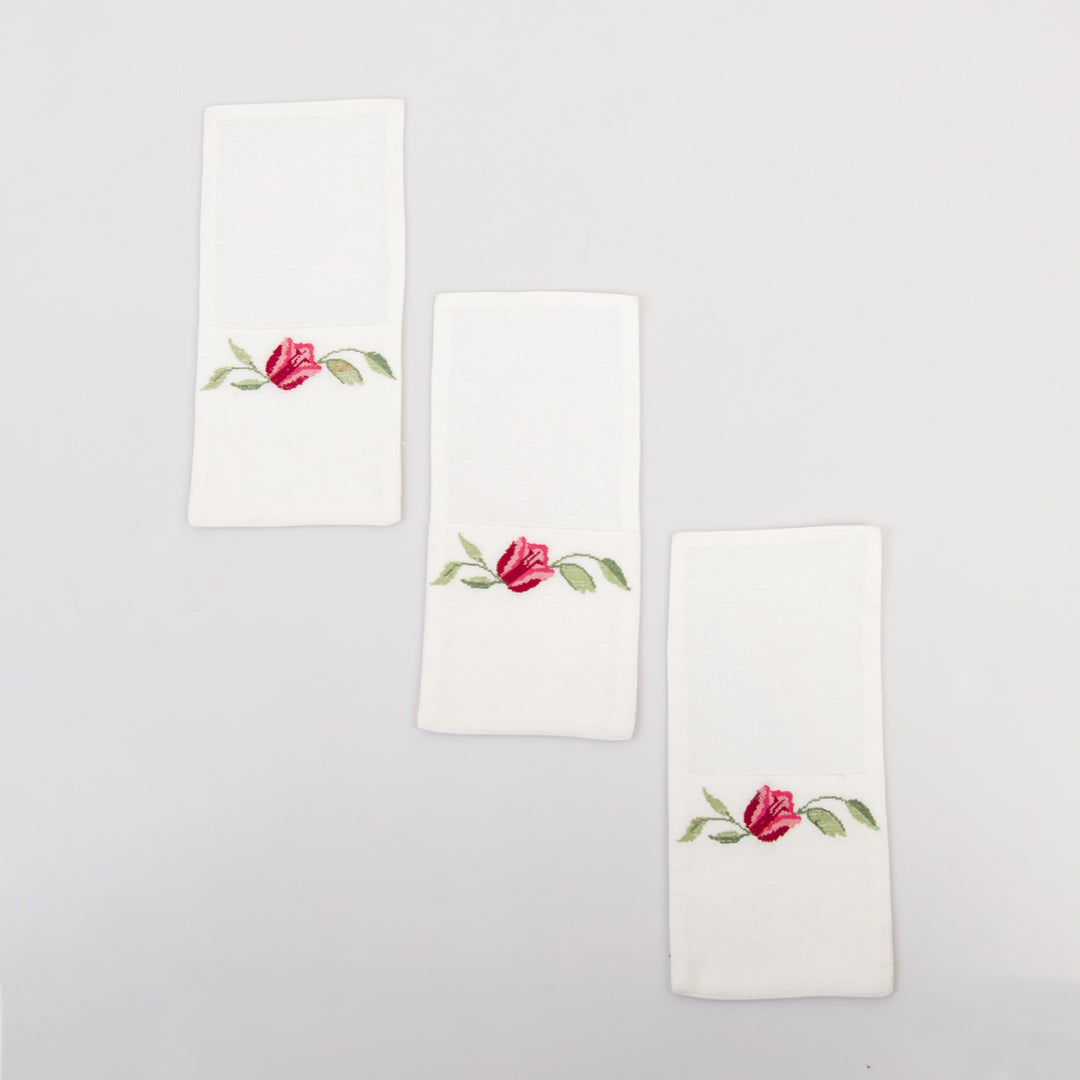 Mokai Embroidered Linen Cutlery Holders