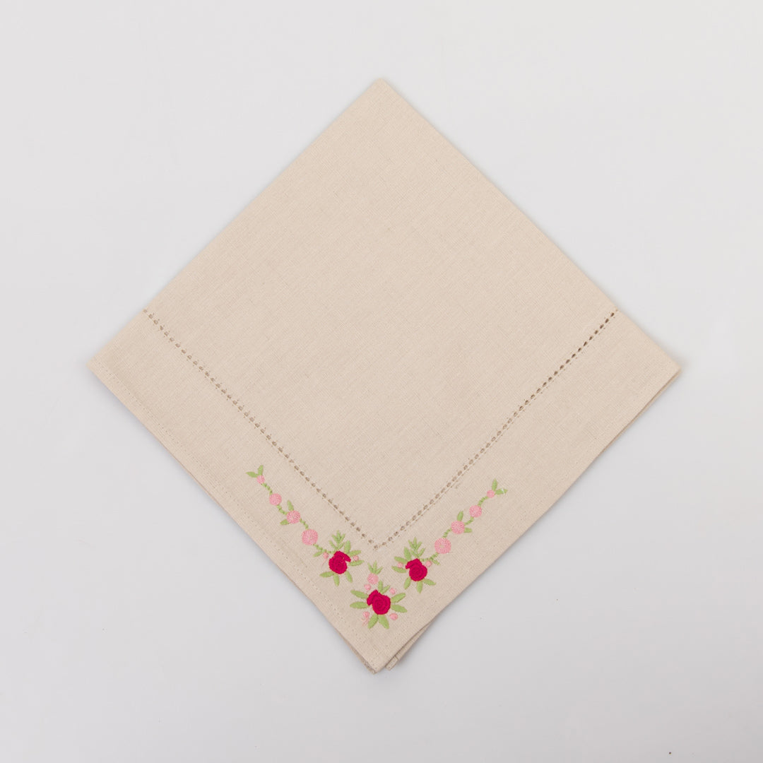 Hillend Embroidered Linen Dinner Napkins