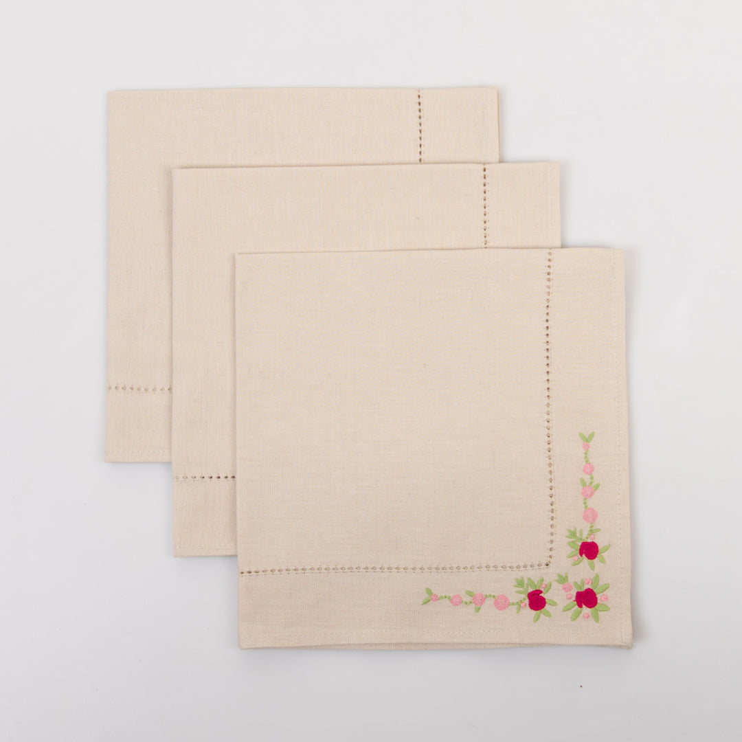 Hillend Embroidered Linen Dinner Napkins