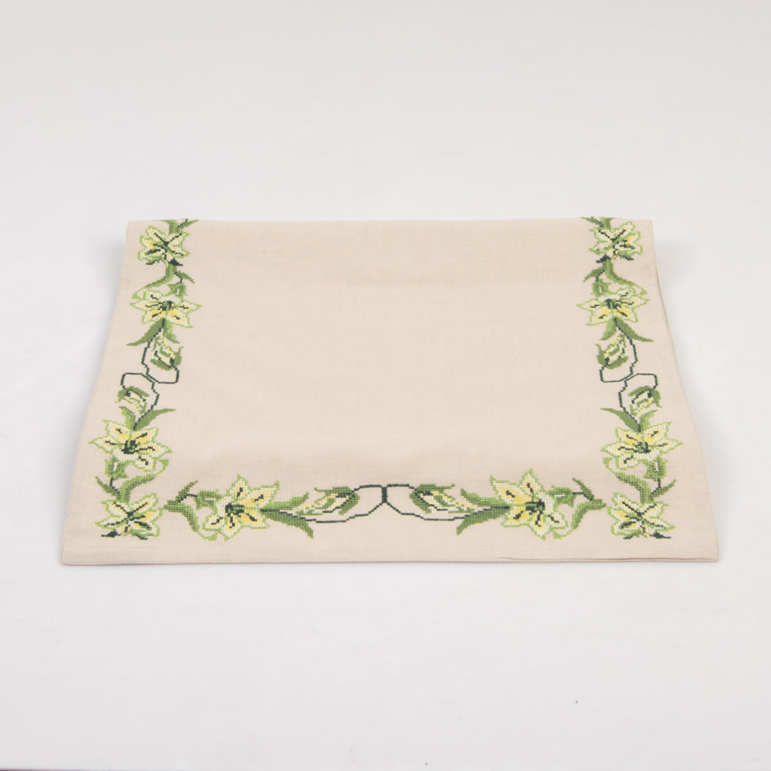 Ferndale Embroidered Linen Table Runner