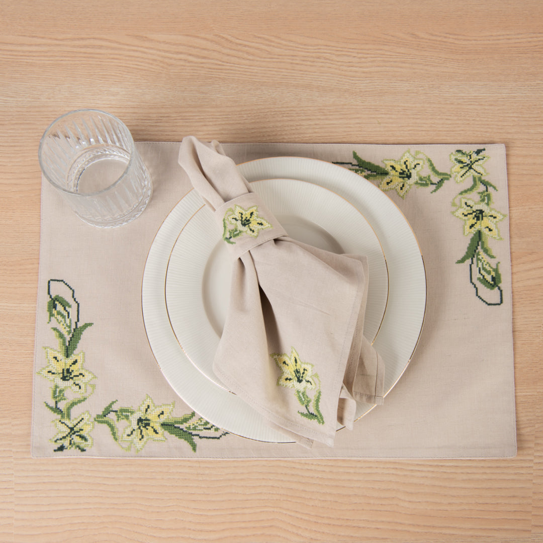 Ferndale Embroidered Linen Table Mats