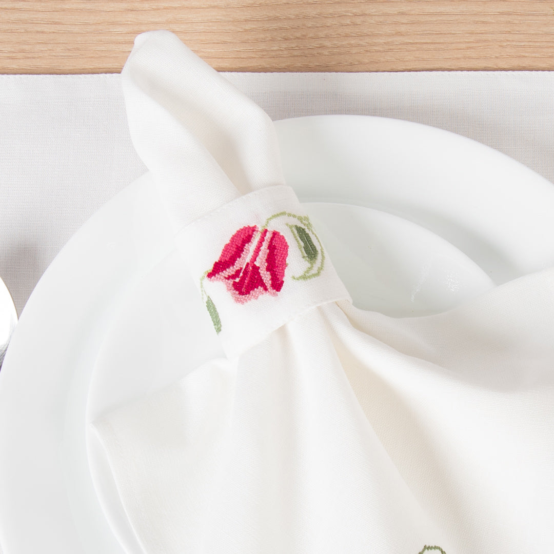 Mokai Embroidered Linen Napkin Rings