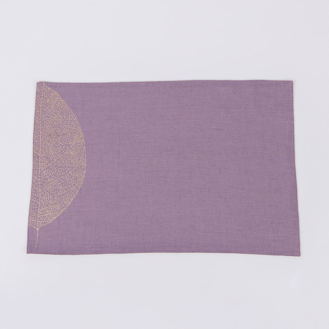 Gold foil printed amethyst smoke linen table mats