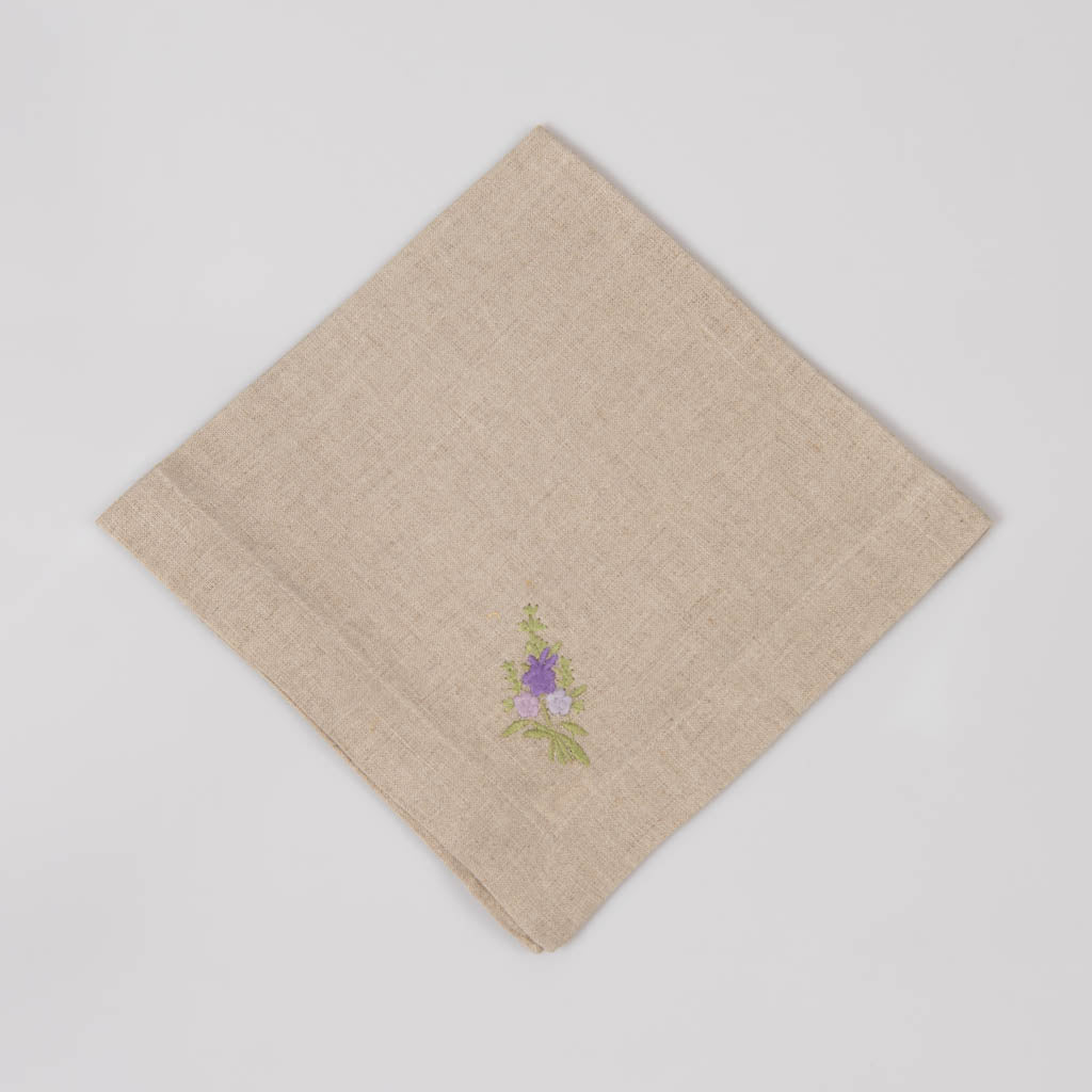 Embroidered natural linen napkins