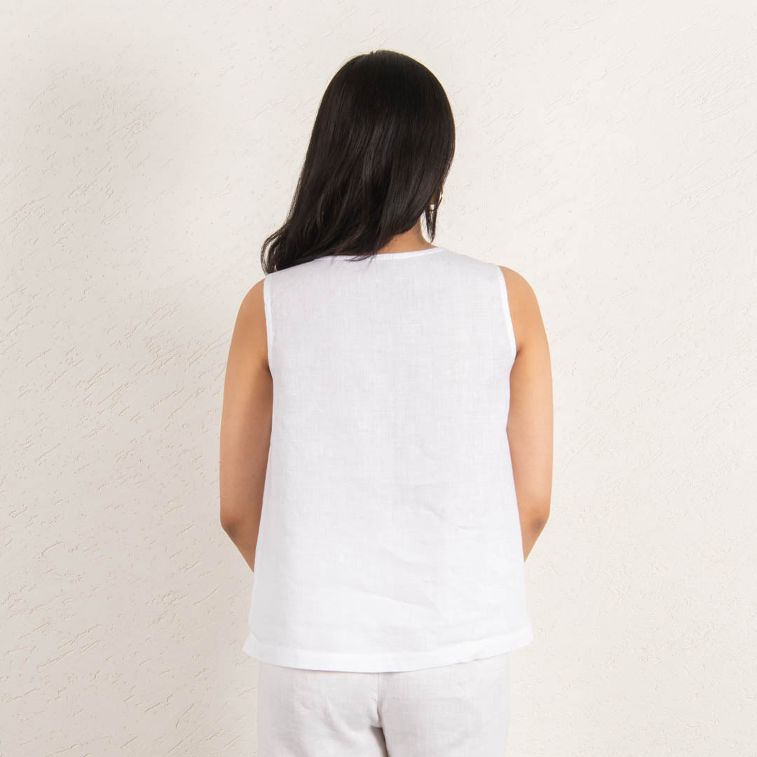 Bell sleeveless linen top