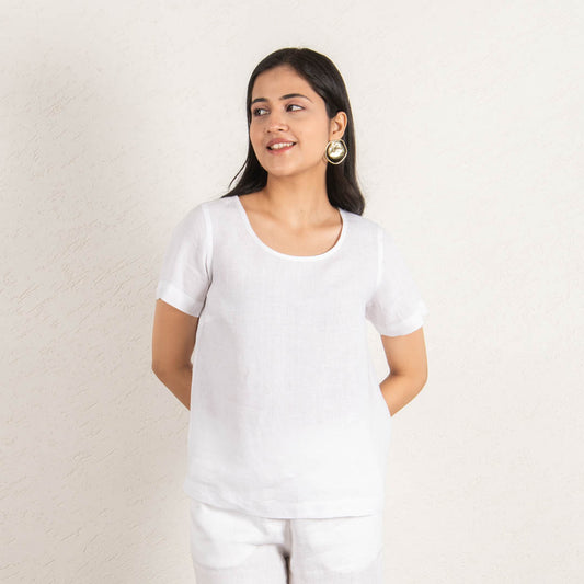 Short sleeved linen top