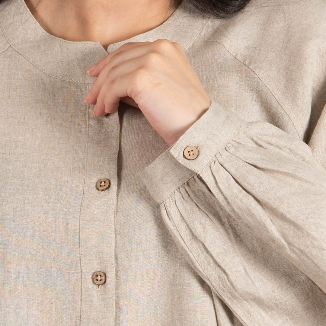 long sleeve linen shirt with straight linen pants