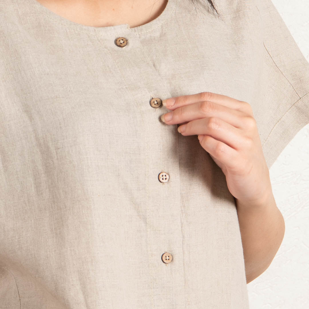 linen shirt with straight linen pants