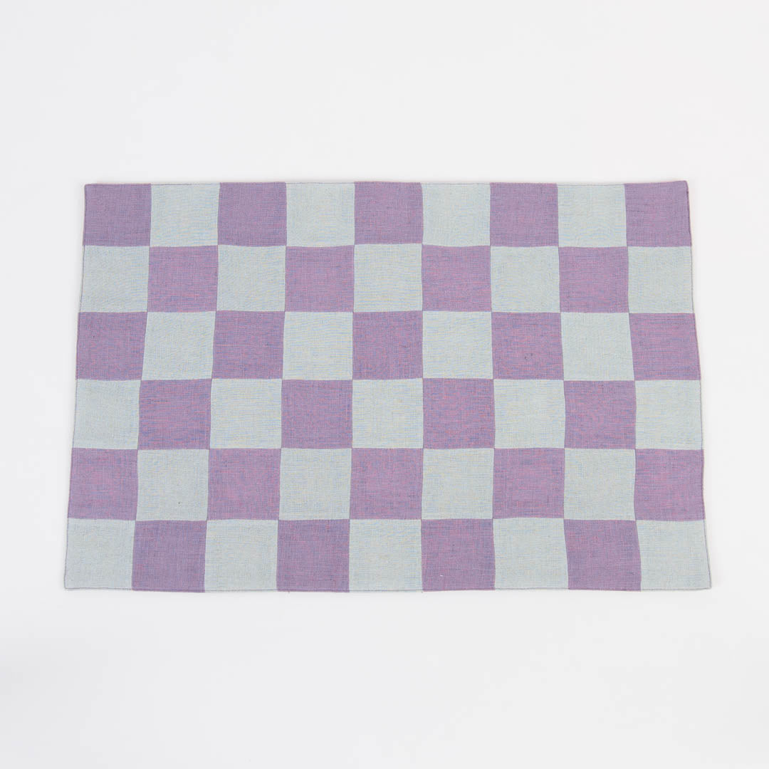 Aqua amethyst checkerboard linen table mats