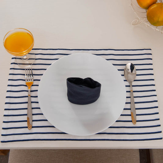 Sailor striped eggshell cotton linen table mats