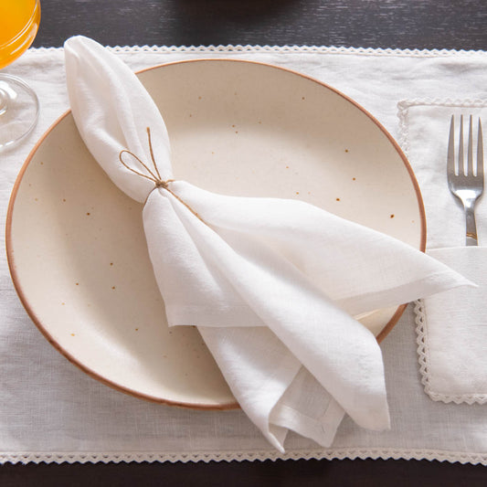 Eggshell cotton linen dinner napkins