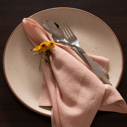 Blush cotton linen dinner napkins