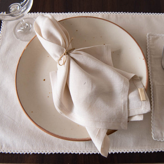 Sand cotton linen dinner napkins