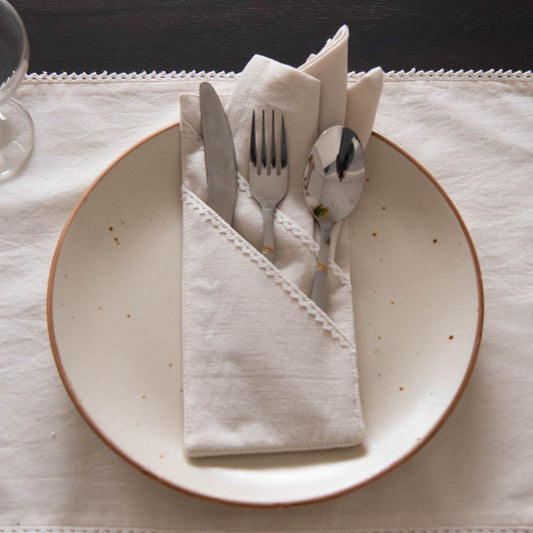 Sand cotton linen double pocket cutlery holders
