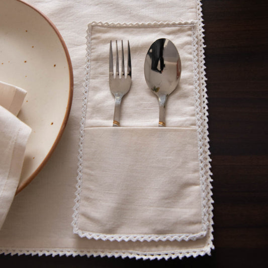 Sand cotton linen single pocket cutlery holders