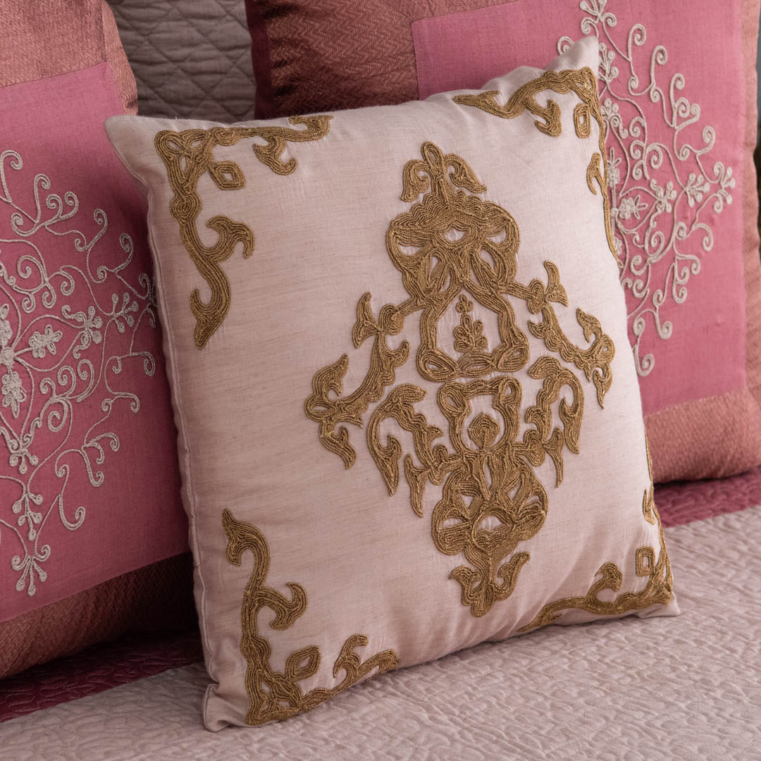 Embroidered Munga Silk Cushion Cover