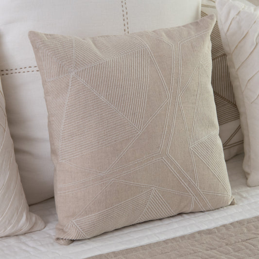 Dhola natural linen cushion cover with embroidery