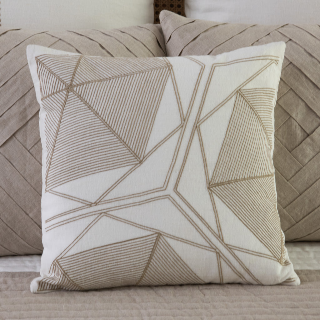 Dhola embroidered cushion cover in white linen