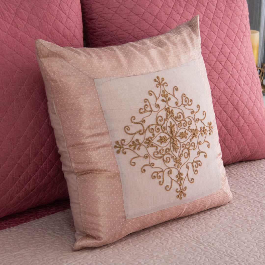 Embroidered Munga Silk Cushion Cover