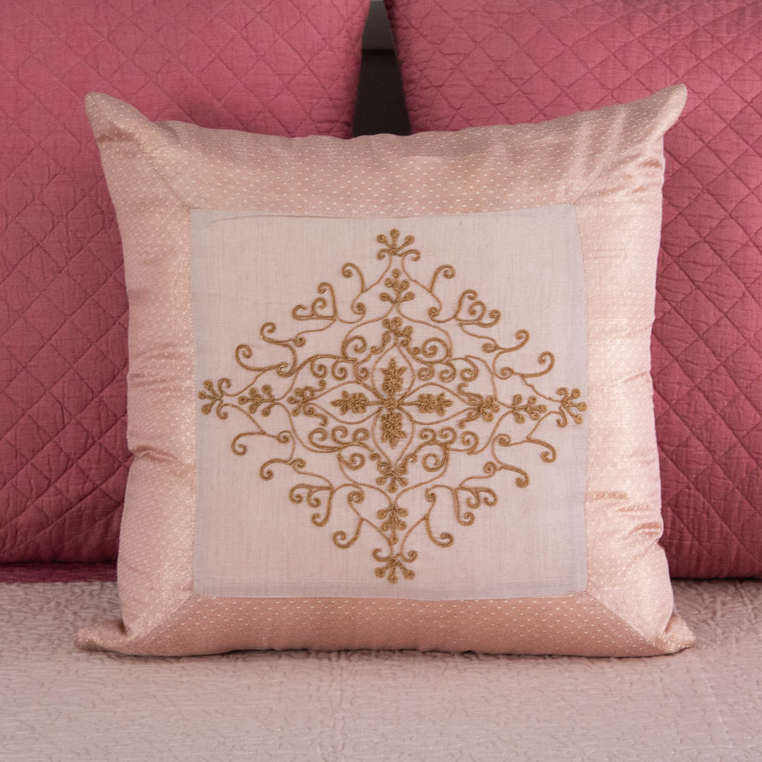 Embroidered Munga Silk Cushion Cover