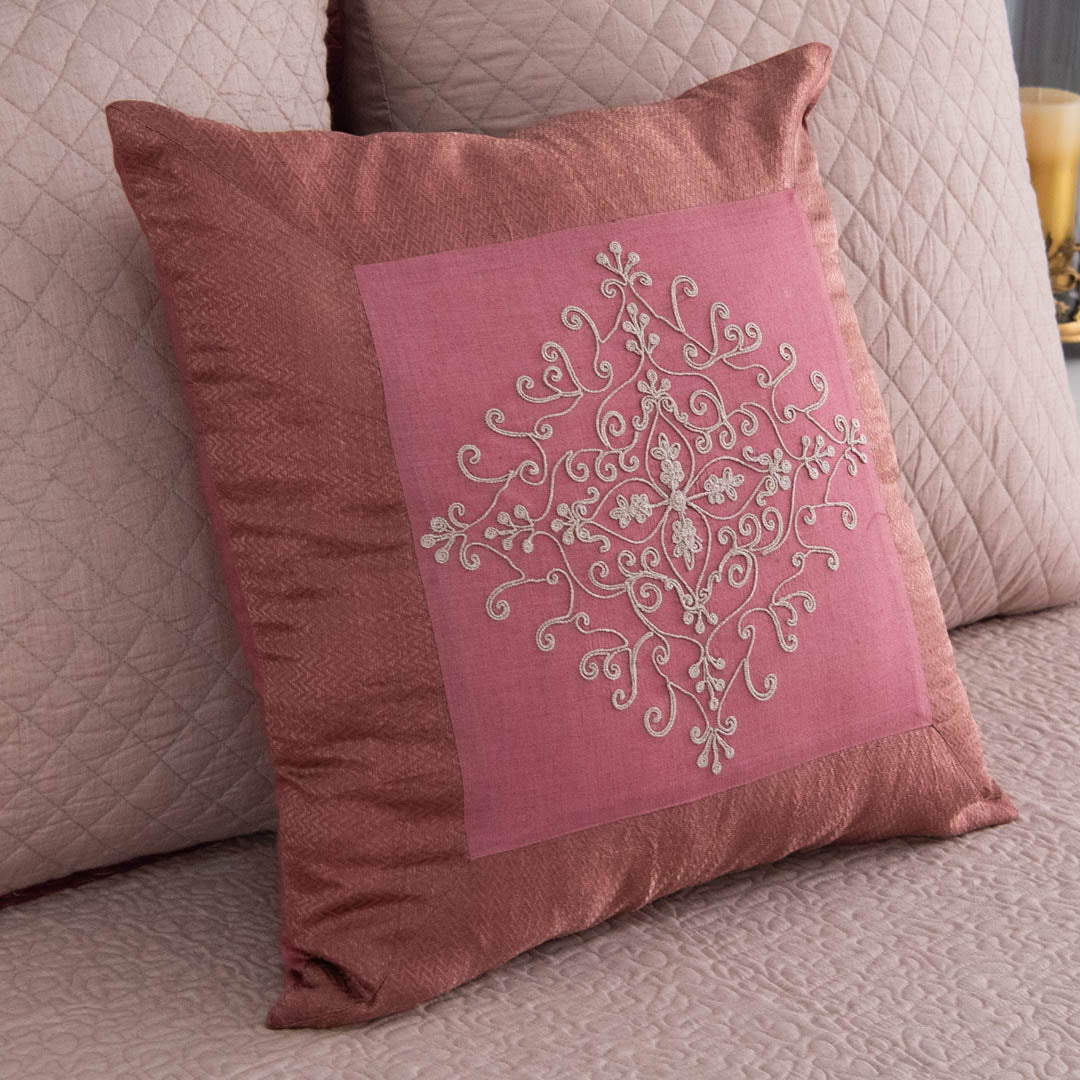 Embroidered Munga Silk Cushion Cover