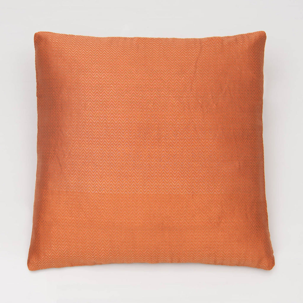 Banarasi silk jacquard cushion cover brick