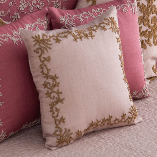 Embroidered munga silk cushion cover 30x30 cms