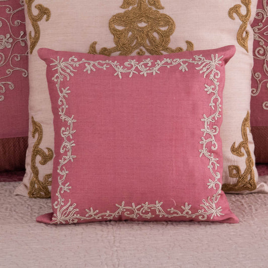Embroidered munga silk cushion cover 30x30 cms