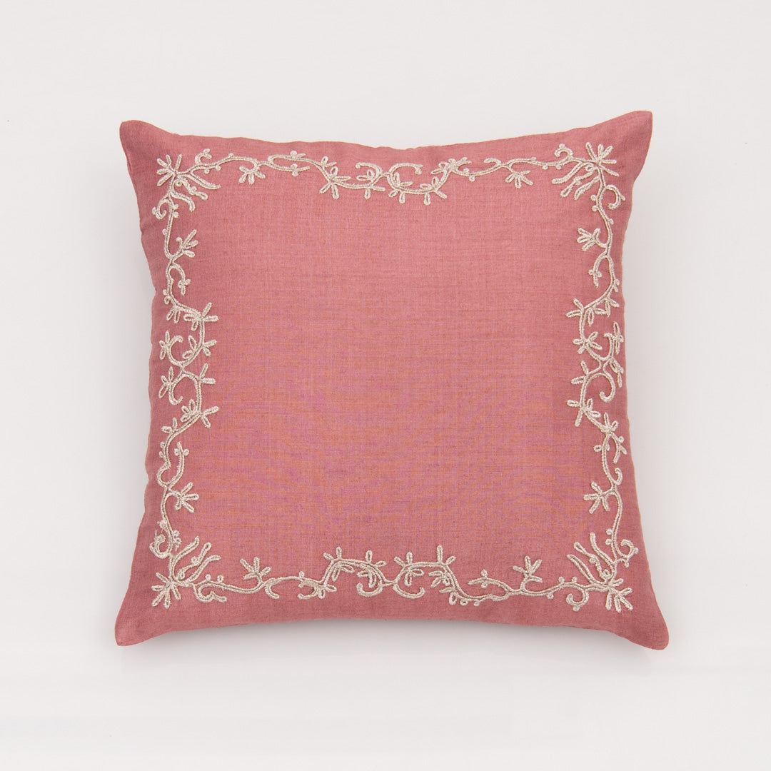 Embroidered munga silk cushion cover 30x30 cms