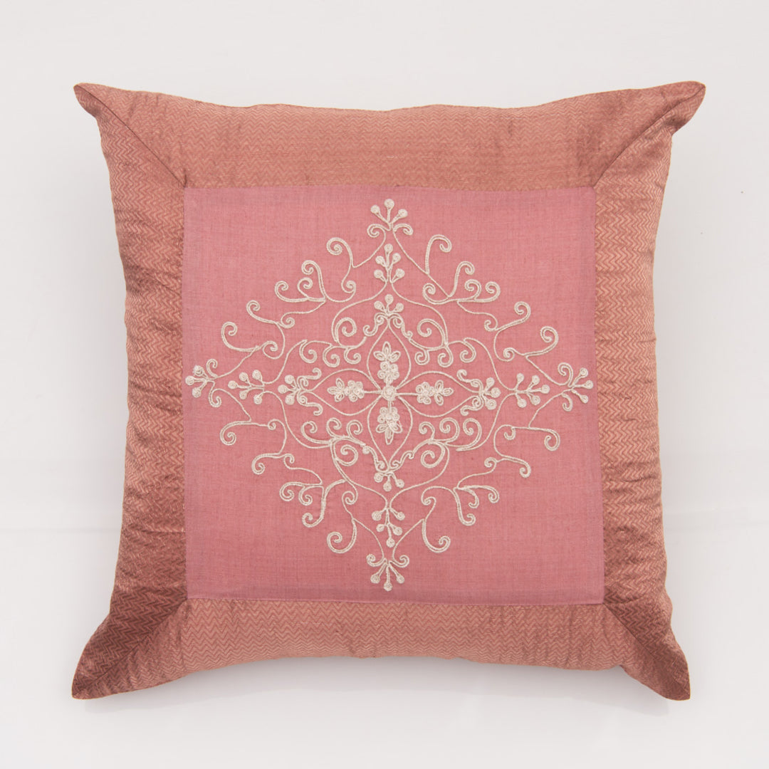 Embroidered Munga Silk Cushion Cover