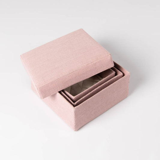 Aira storage boxes in aqua dusty rose 