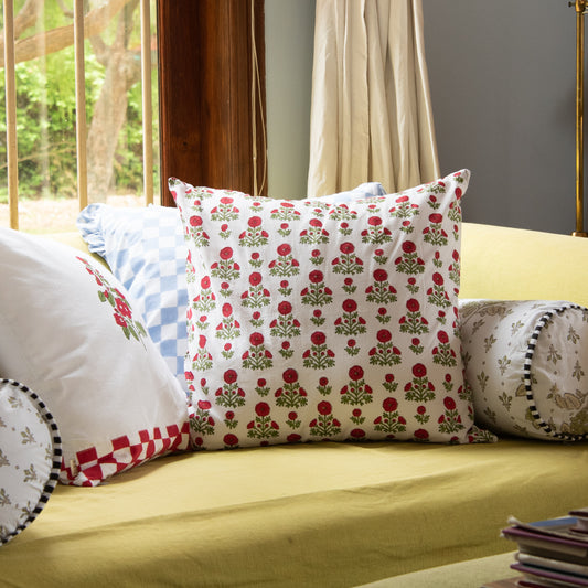 Red Garden Cushion Cover - Set of 2