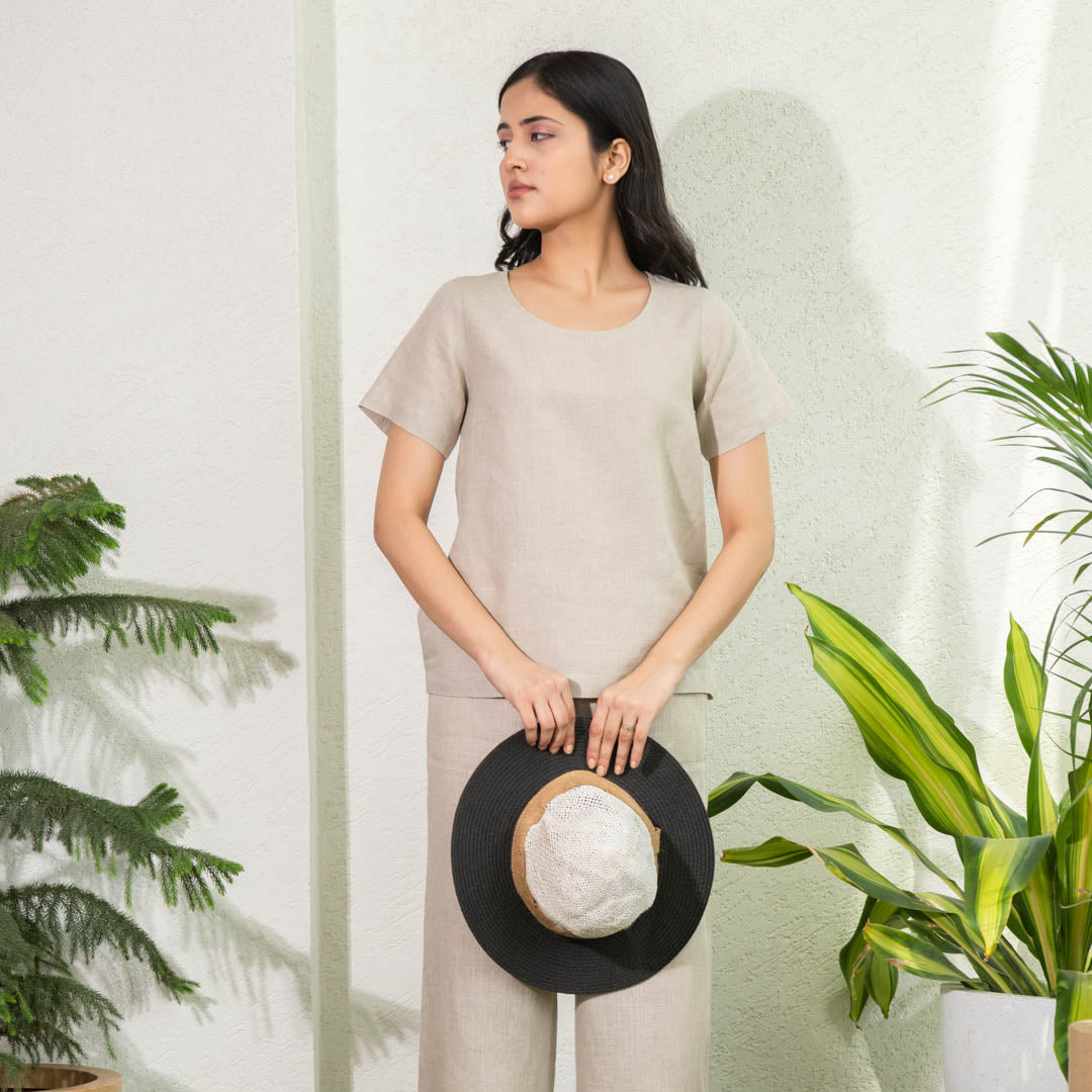 Short sleeved linen top