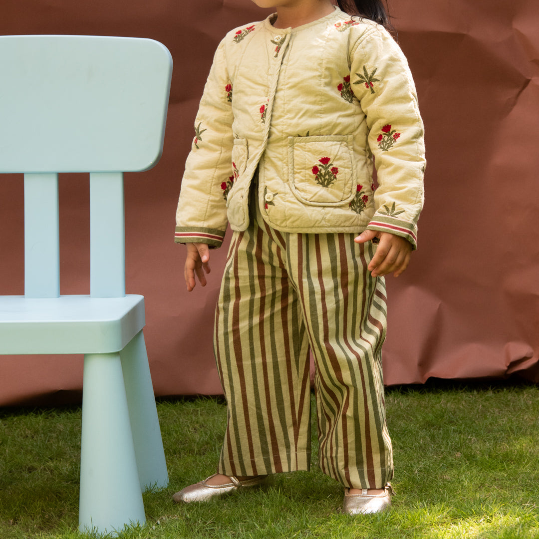 Zavi Cotton Embroidered Quilted Jacket