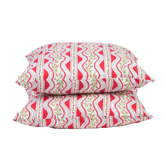 Red Wave Cushion Cover - Set of 2