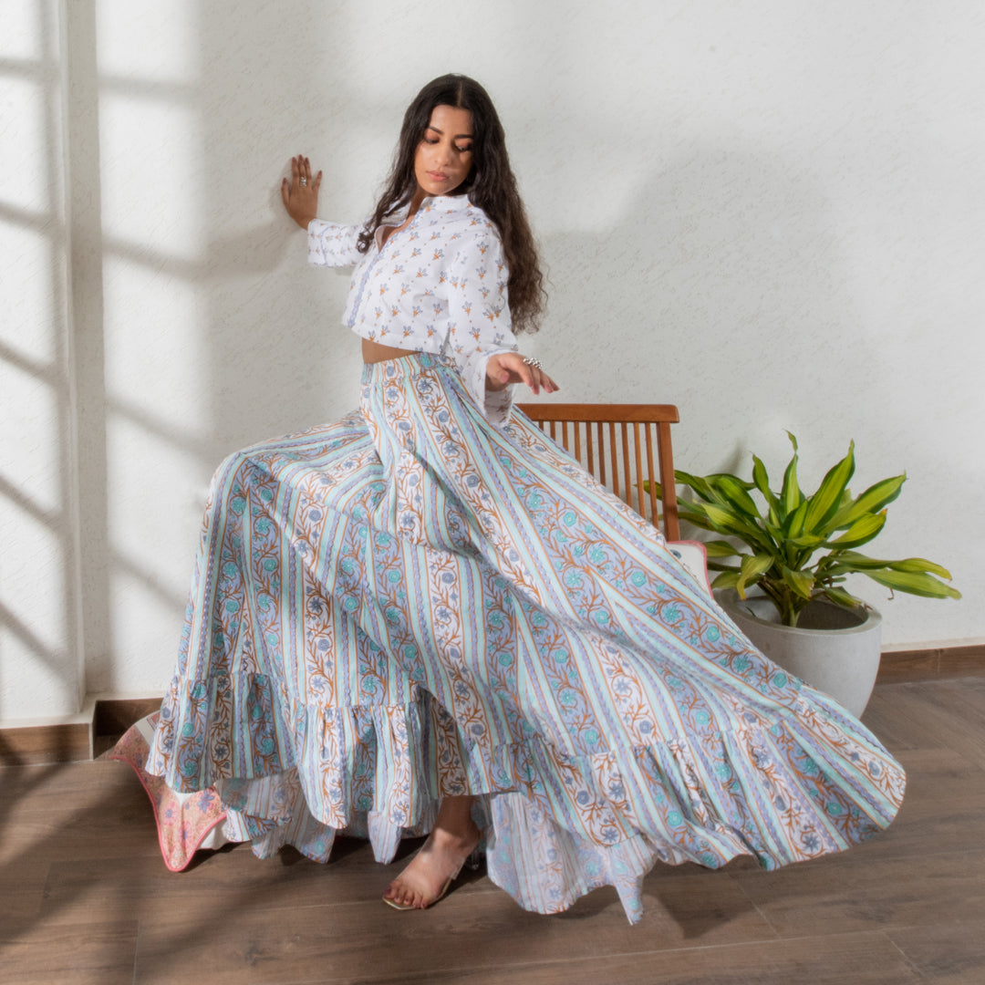Lyla Flared Cotton Cambric Skirt