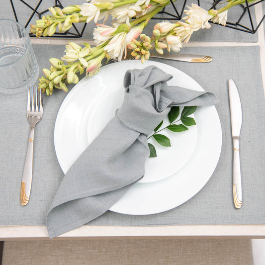 Aqua grey linen napkins