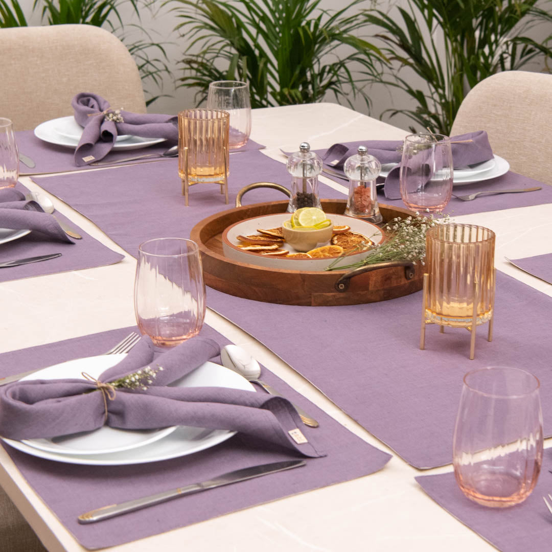 shannon amethyst smoke table linen set