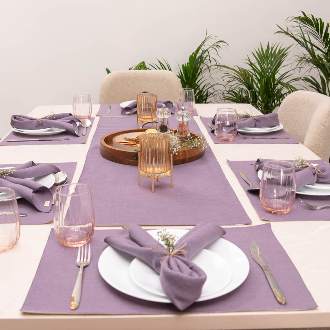 shannon amethyst smoke table linen set