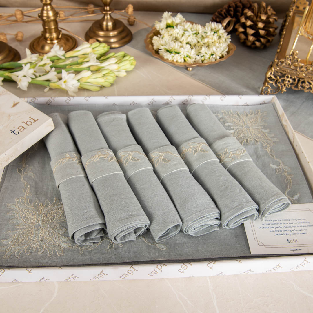 Otago Table Linen Aqua Grey Gift Set