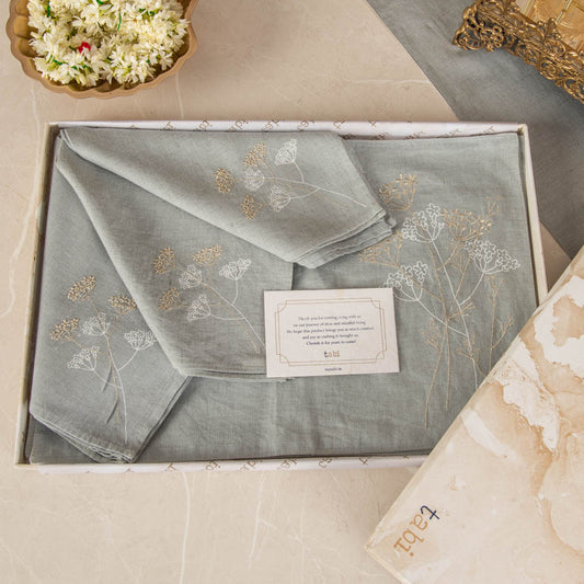 Waikawa Table Linen Aqua Grey Gift Set