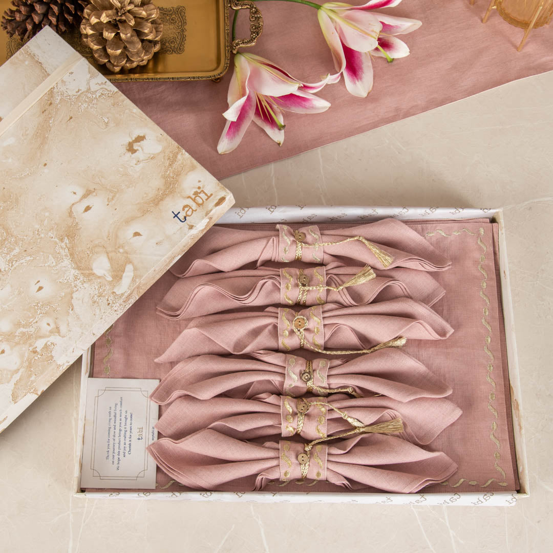 Haldane Table Linen Dusty Rose Gift Set