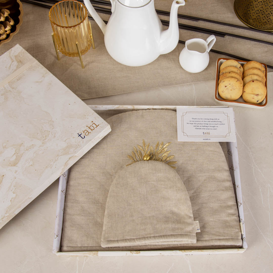 Glenham Linen Tea Cosy Natural Gift Set