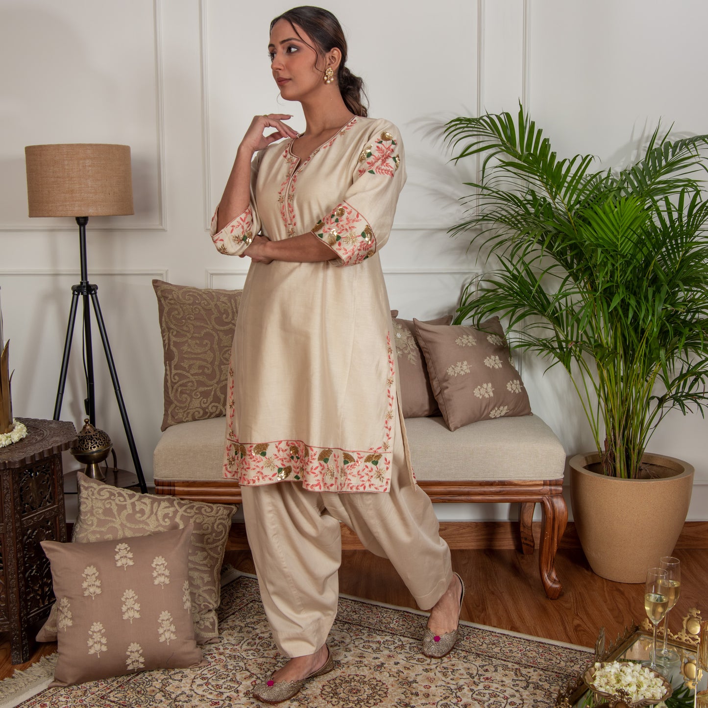 Ajara Silk Chanderi Kurta Set